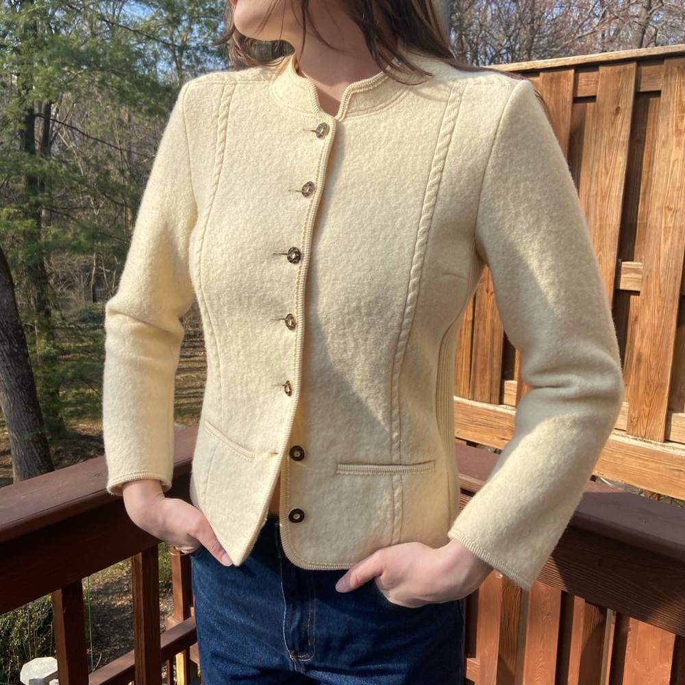Vintage Austrian Cream Wool Button-Up Jacket